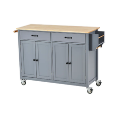 54.3 Inch Width Kitchen Island Cart with Cabinet and Drawers